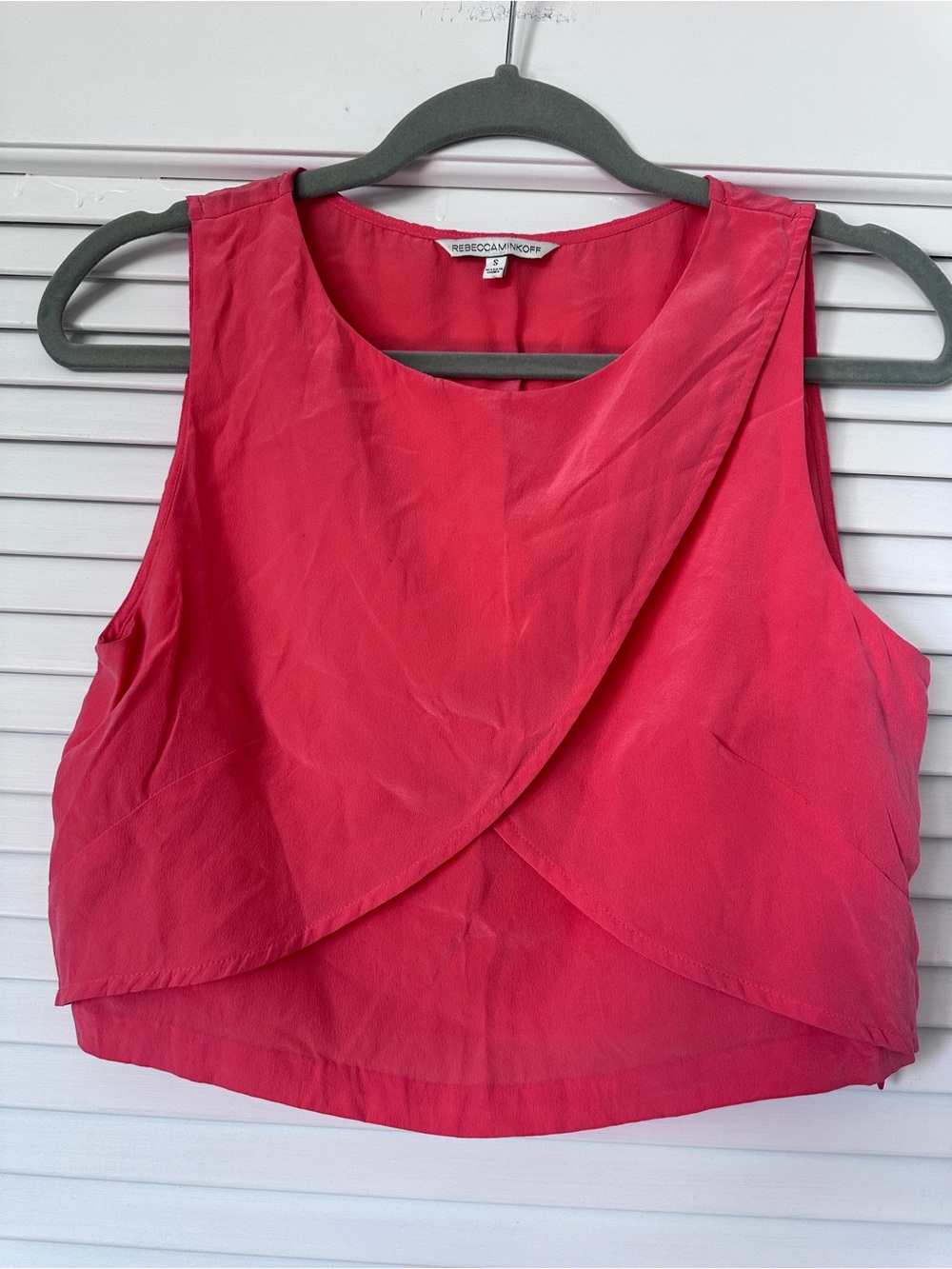Rebecca Minkoff Lightweight Coral/Orange 100% Silk Sleeveless Crop Top Size S